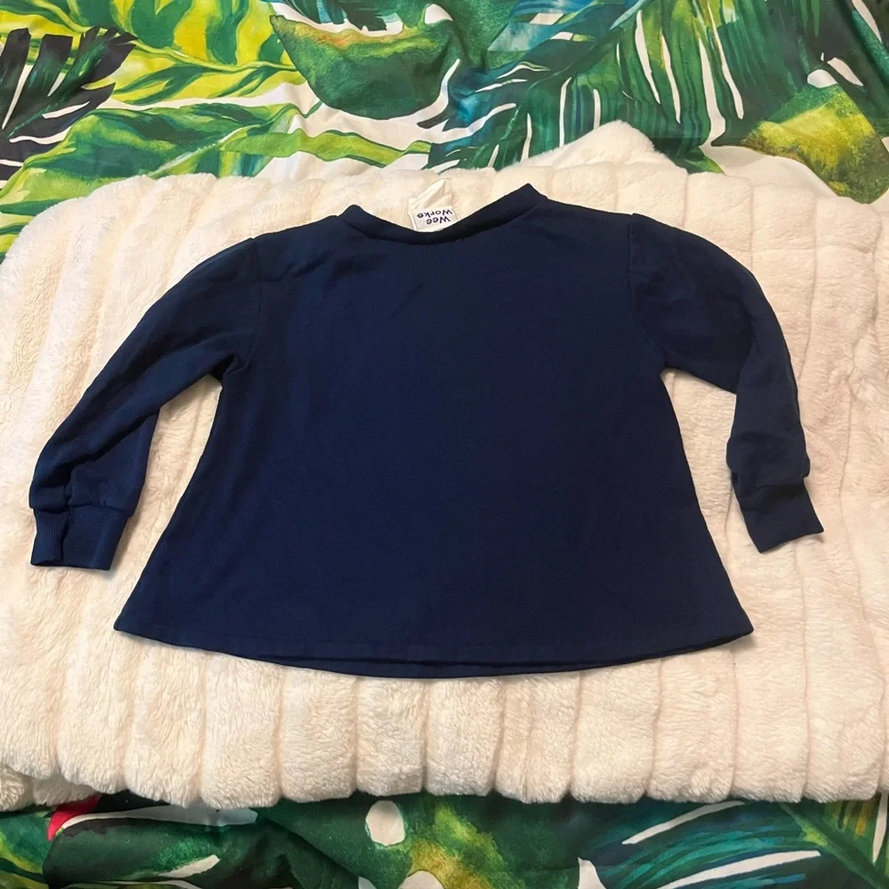 Vintage 80s Wee Works 3T Navy Blue Neon Puppy Heart Graphic Print Fall Tee
